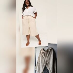 Lane Bryant Tan Linen Blend Cropped Pants-Size 26/28
